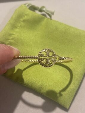 Tory Burch Gold Rope-Style Logo Bangle Bracelet